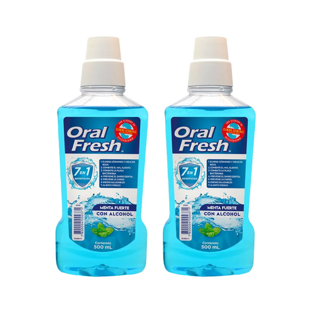 PACK ORAL FRESH MENTA FUERTE CON ALCOHOL 500ML X2U