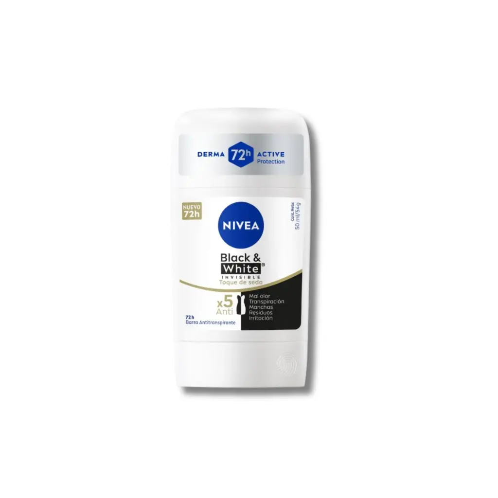 DESODORANTE NIVEA MUJER BARRA BLACK&WHITE INVISIBLE TOQUE DE SEDA 54G
