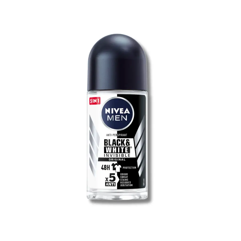 DESODORANTE NIVEA MEN ROLL ON BLACK&WHITE INVISIBLE ORIGINAL 50ML