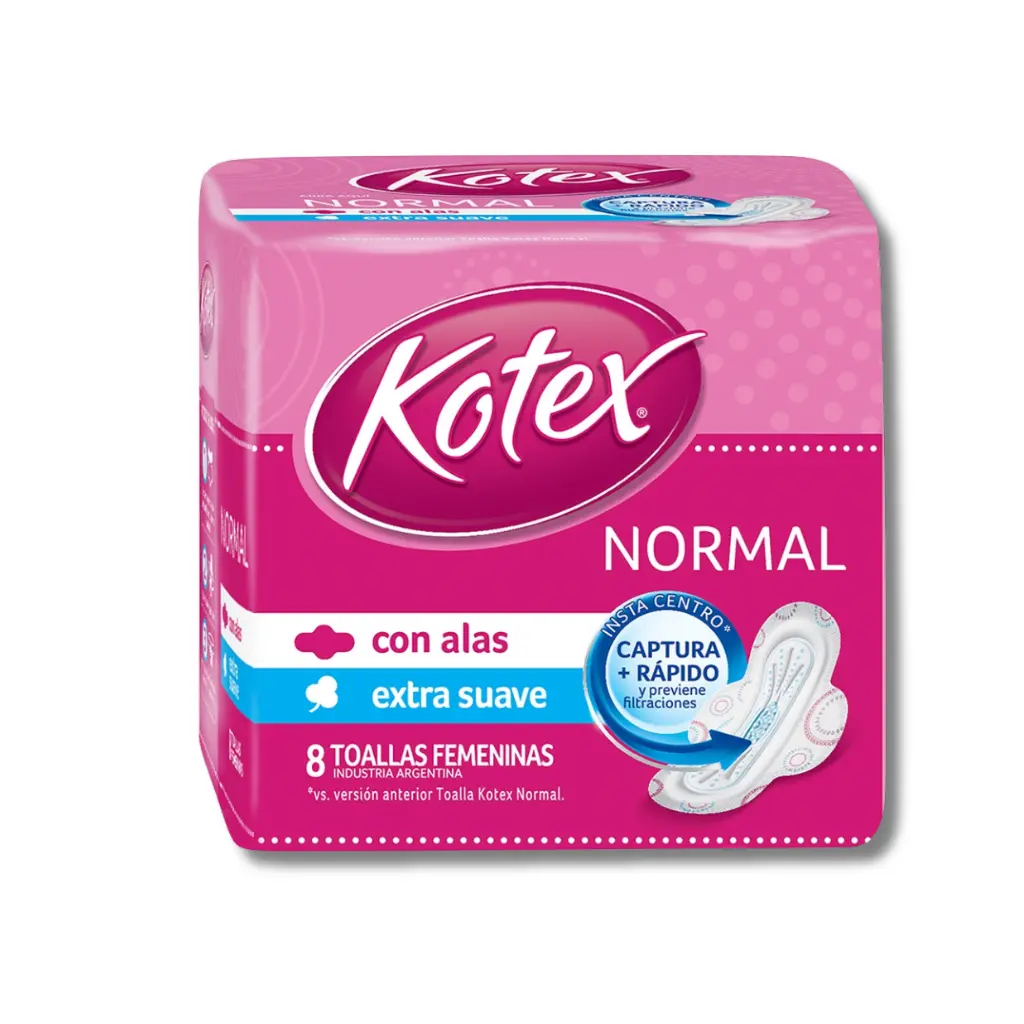 TOALLA KOTEX TELA EXTRA SUAVE C/ALAS X8U
