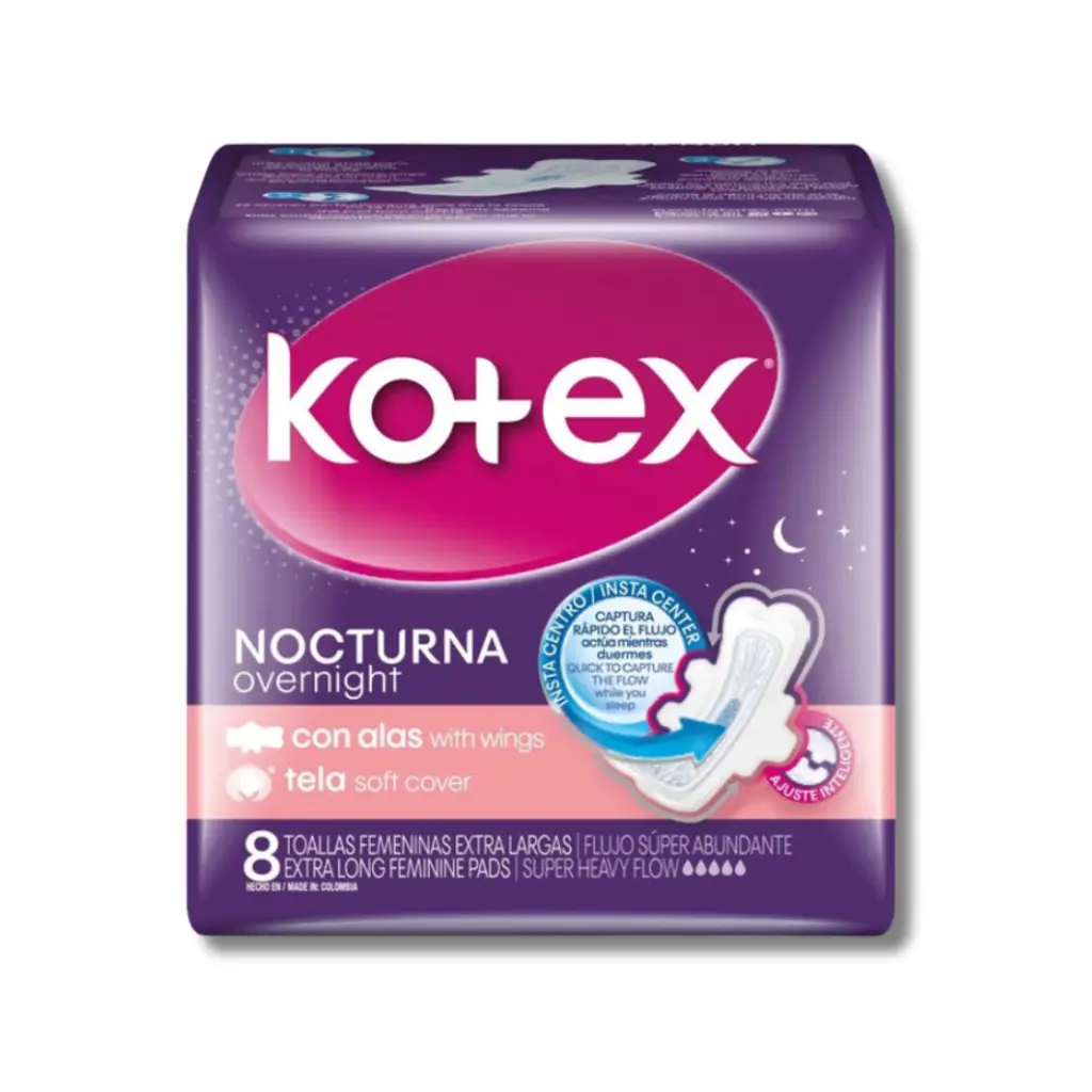 TOALLA KOTEX NOCTURNA NORMAL TELA SUAVE C/ALAS X8U