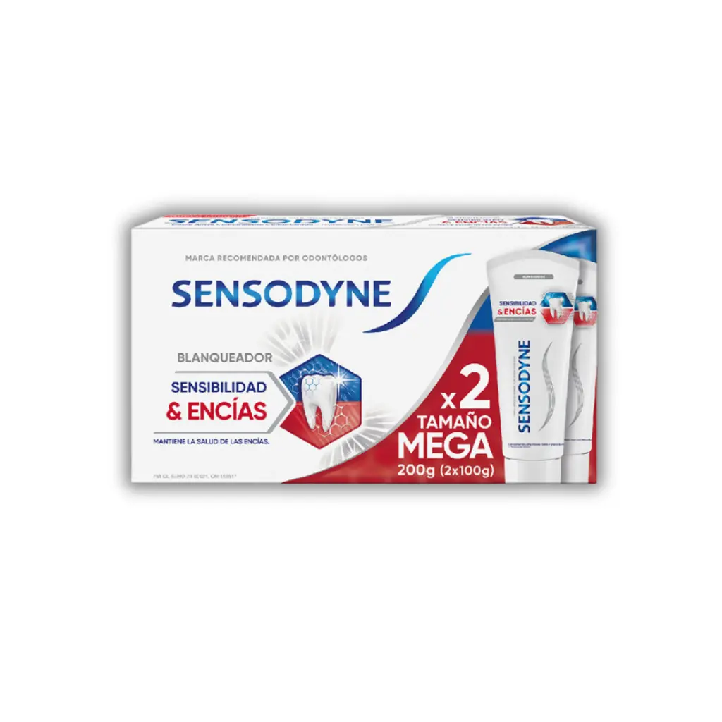 PACK PASTA DENTAL SENSODYNE SENSIBILIDAD & ENCIAS  BLANQUEADOR 100G X2U