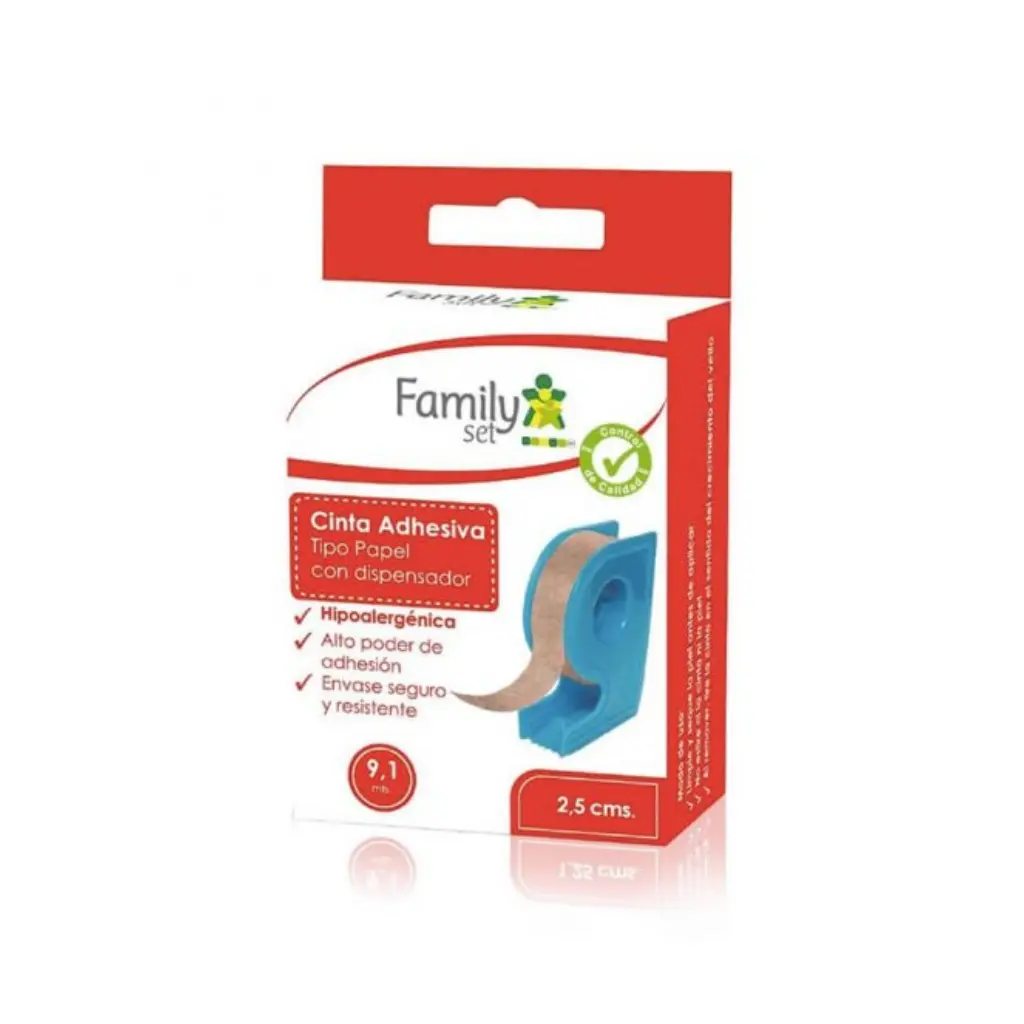 CINTA ADHESIVA PAPEL CAFE DISPENSADOR 1.25X9.1 FAMILYSET