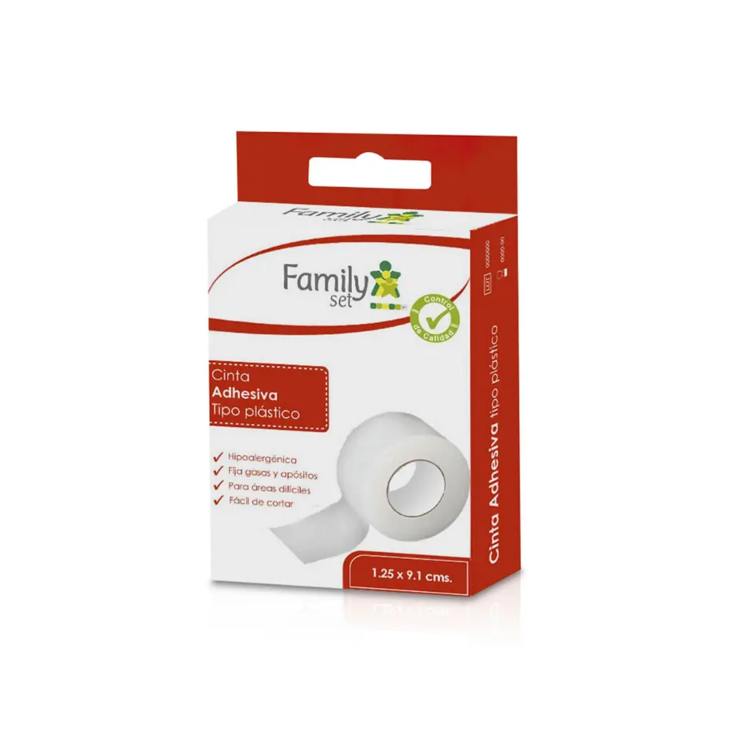 CINTA ADHESIVA PLASTICO 1.25X9.1 FAMILYSET