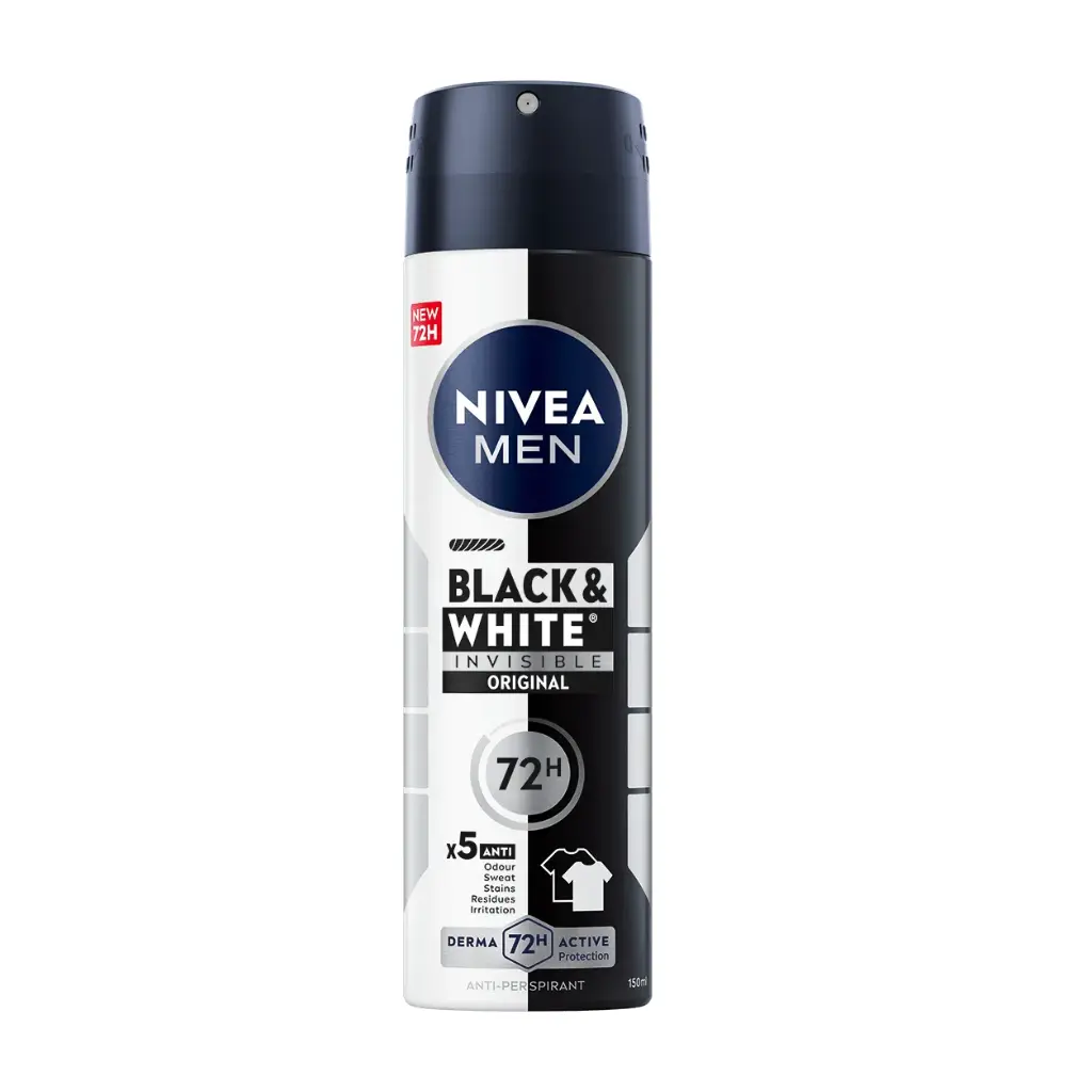 DESODORANTE NIVEA MEN SPRAY BLACK&WHITE INVISIBLE ORIGINAL 150ML