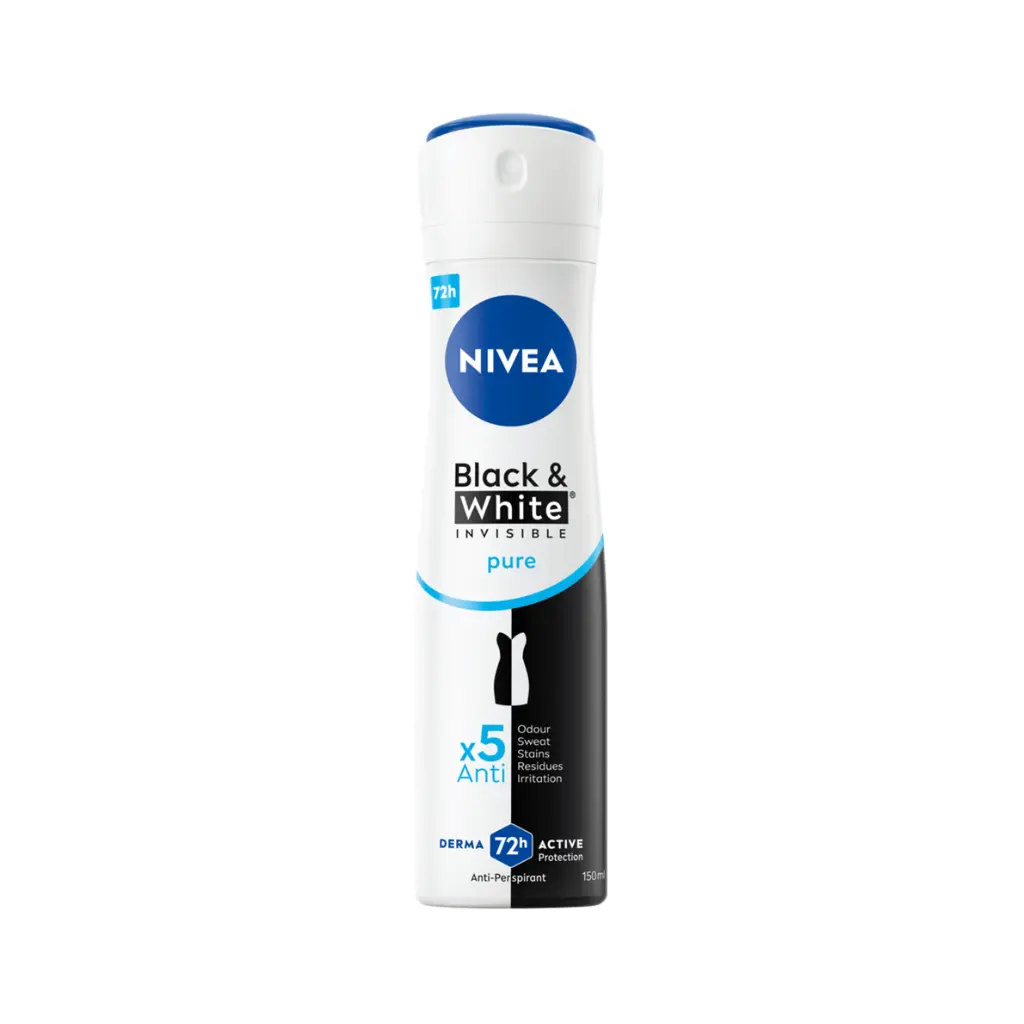 DESODORANTE NIVEA MUJER SPRAY BLACK&WHITE INVISIBLE PURE 150ML