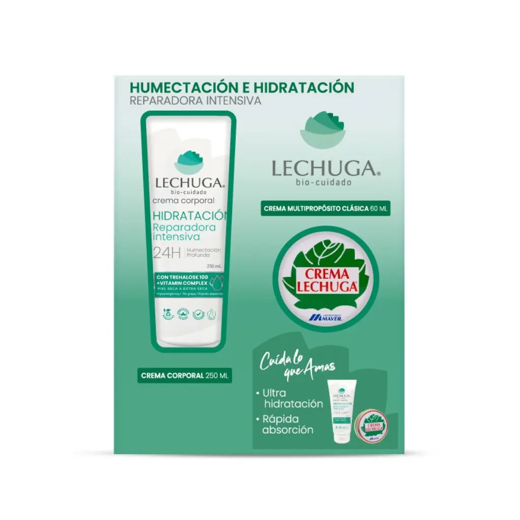 ESTUCHE CREMA LECHUGA HUMECTACION E HIDRATACION INTESIVA