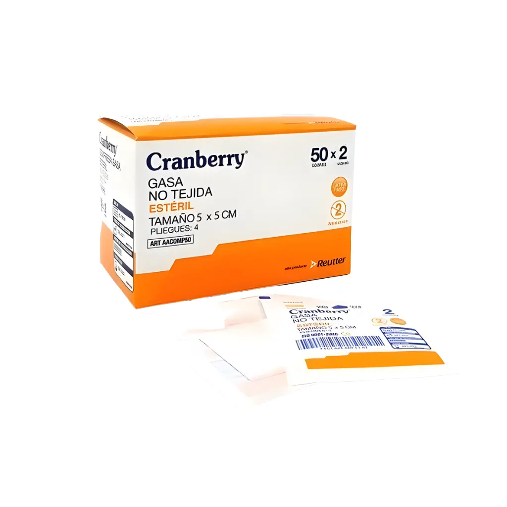GASA ALGODON ESTERIL 5X5CM X50 SOBRES CRANBERRY