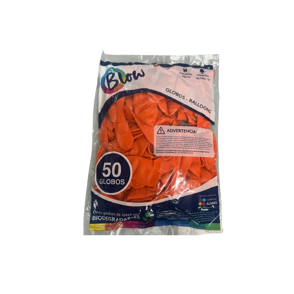 GLOBO BLOW LISO NARANJO 10 X50U