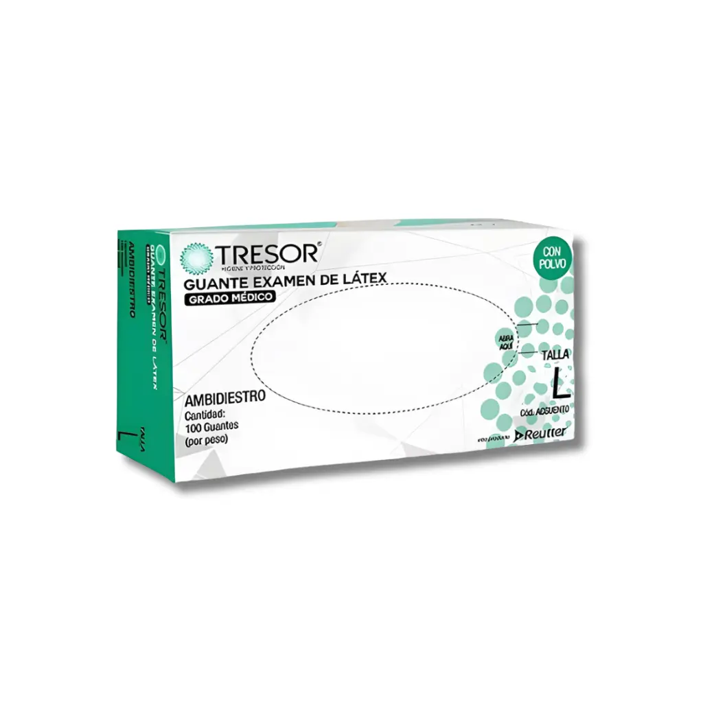 GUANTE LATEX BLANCO TALLA L X100U CON POLVO