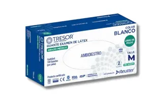 GUANTE LATEX BLANCO TALLA M X100U L/P