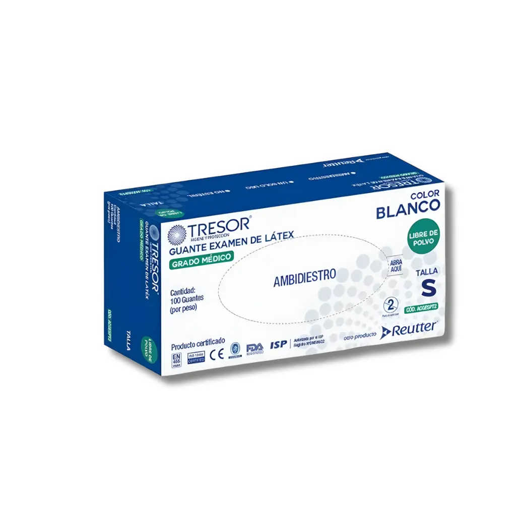 GUANTE LATEX BLANCO TALLA S X100U L/P