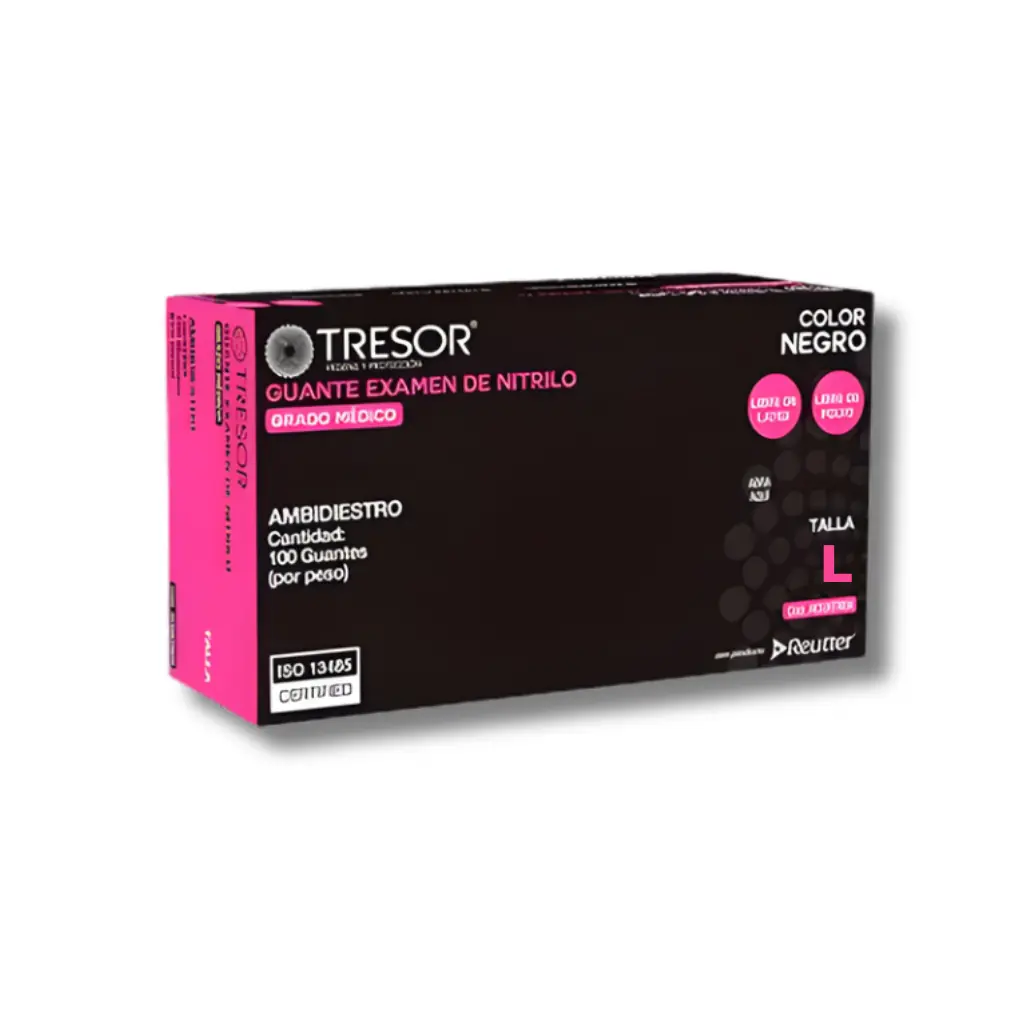 GUANTE NITRILO NEGRO TALLA L X 100U L/P