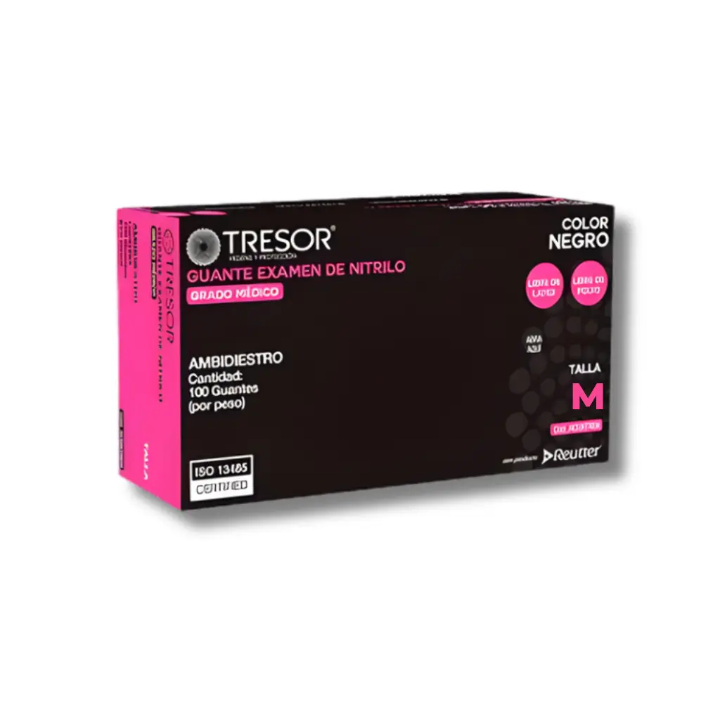 GUANTE NITRILO NEGRO TALLA M X 100U L/P