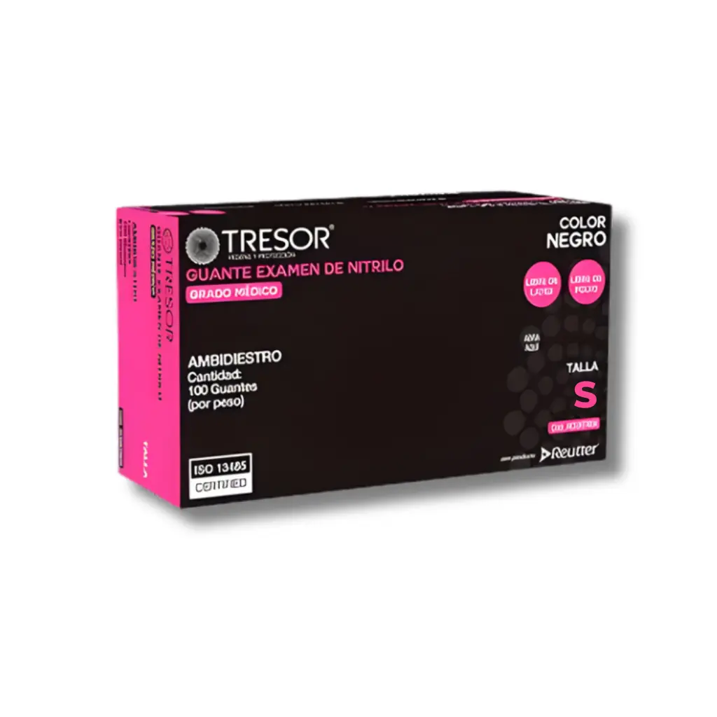 GUANTE NITRILO NEGRO TALLA S X 100U L/P