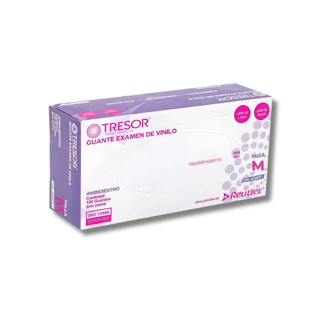 GUANTE VINILO TRANSPARENTE  TALLA M X100U L/P