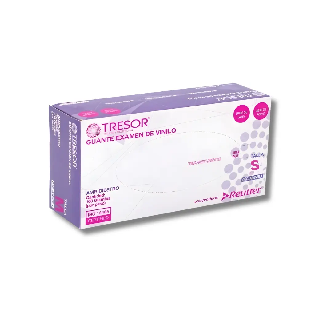 GUANTE VINILO TRANSPARENTE  TALLA S X100U L/P