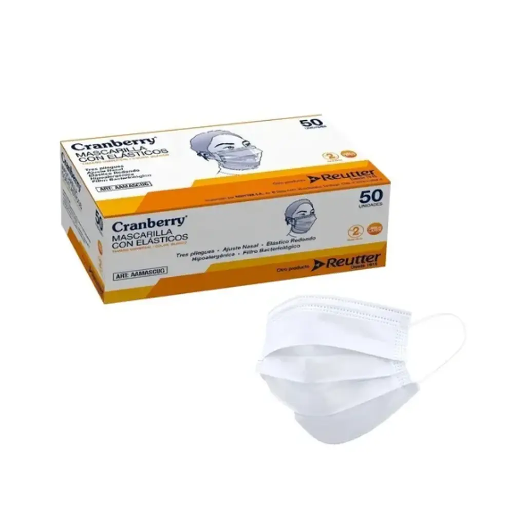 MASCARILLA 3 PLIEGUES BLANCO X50U CRANBERRY