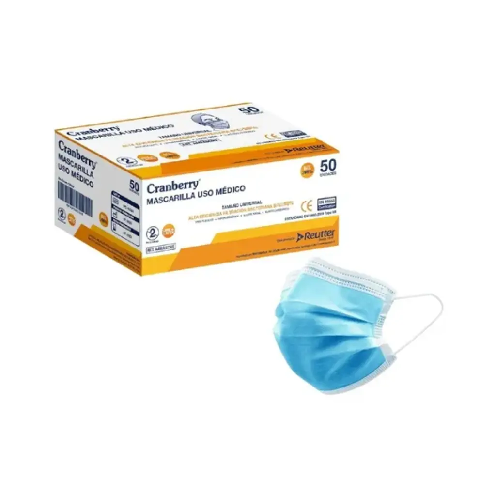 MASCARILLA 3 PLIEGUES CELESTE X50U CRANBERRY