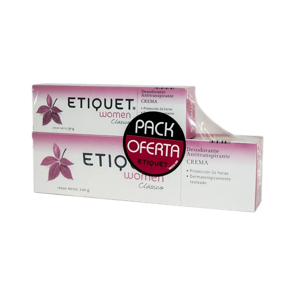 PACK DESODORANTE ETIQUET WOMEN CREMA CLASICO (30+100G)