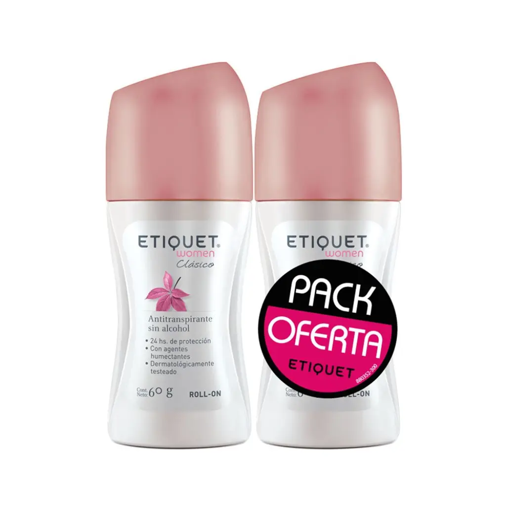 PACK DESODORANTE ETIQUET WOMEN ROLL-ON CLASICO 60G X2U