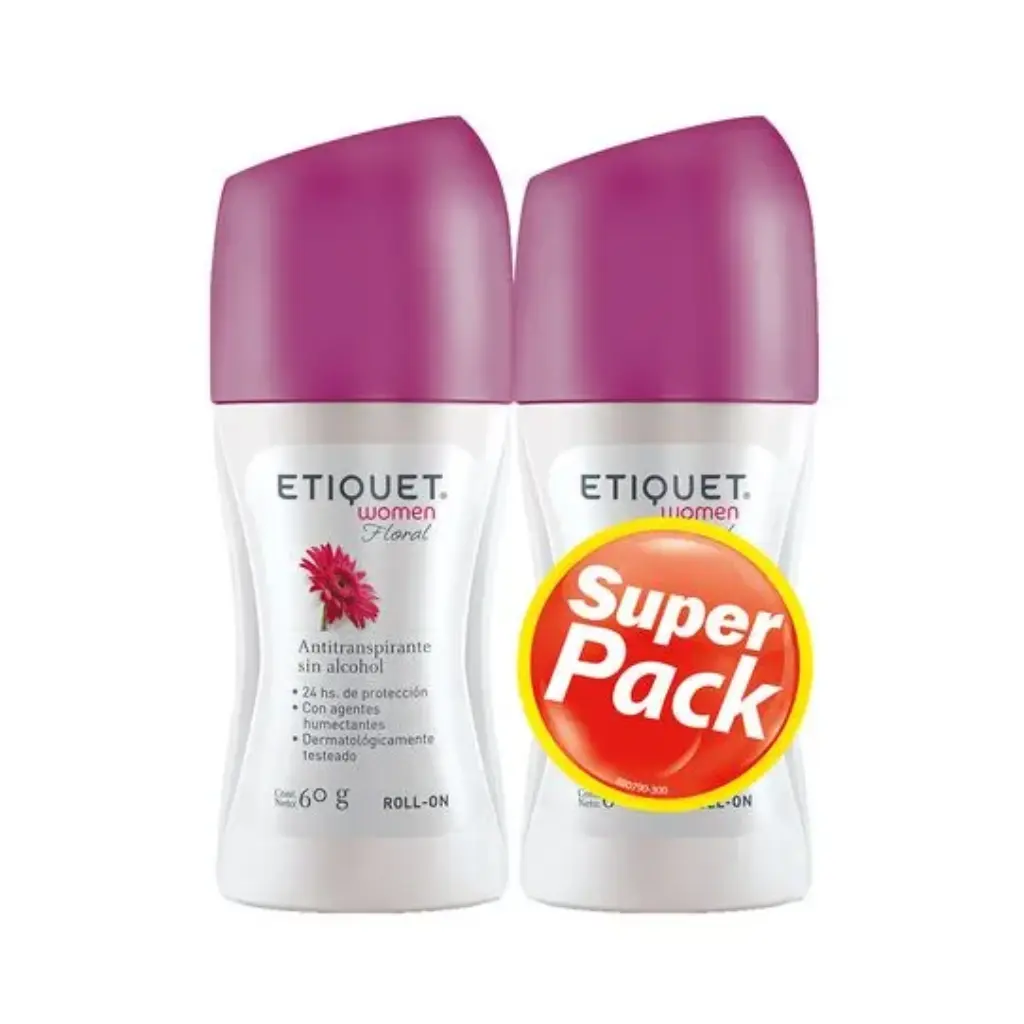 PACK DESODORANTE ETIQUET WOMEN ROLL-ON FLORAL 60G X2U