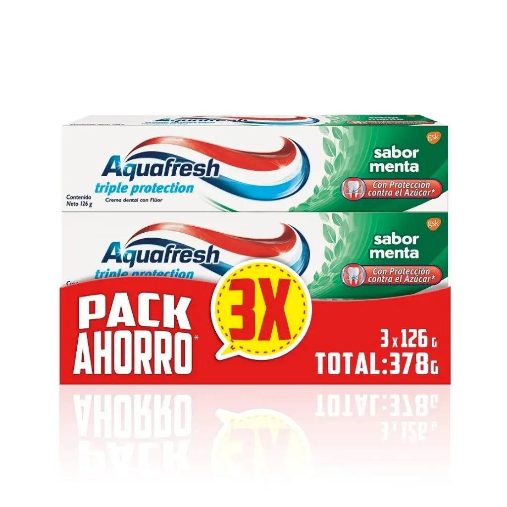 PACK PASTA DENTAL AQUAFRESH MENTA TP 126G X3U