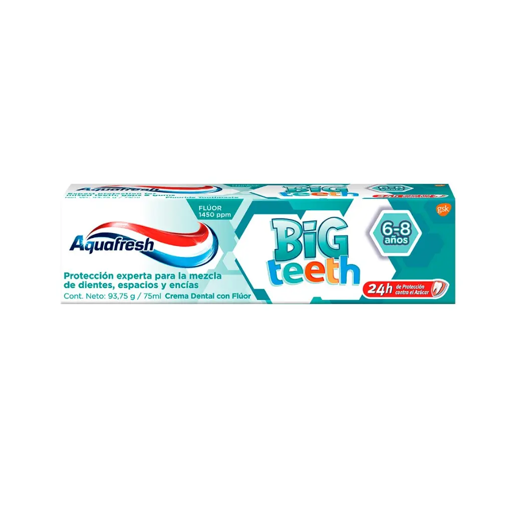PASTA DENTAL AQUAFRESH BIG TEETH 6-8 AÑOS 93.75G