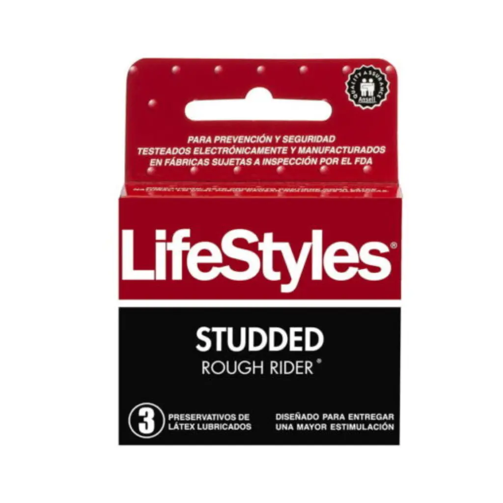 PRESERVATIVO LIFESTYLES X3U STUDDED (ROUGH RIDER)