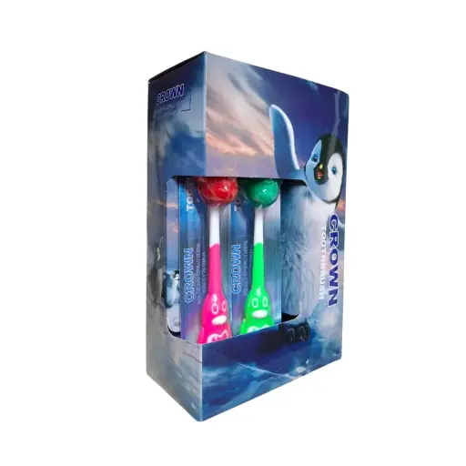 [323665] CEPILLO CROWN INFANTIL COD-02 C/TAPA PINGUINO X12U (f)