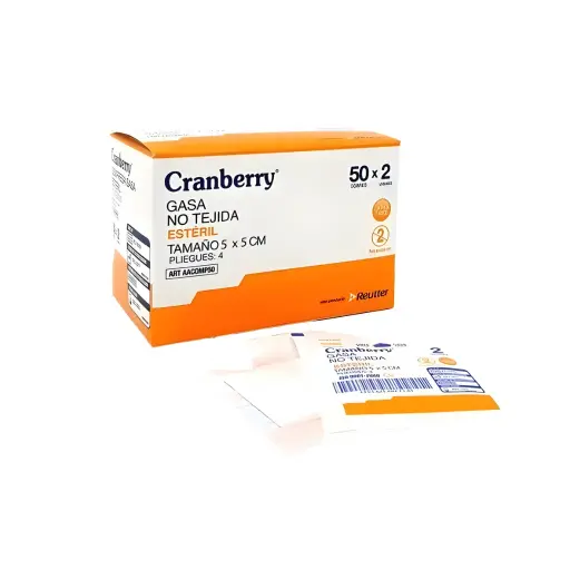 [300987] GASA ALGODON ESTERIL 5X5CM X50 SOBRES CRANBERRY