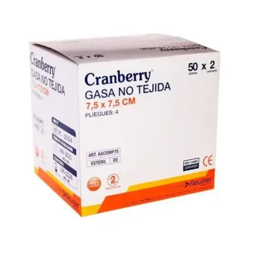 [300989] GASA ALGODON ESTERIL 7.5X7.5CM X50 SOBRES CRANBERRY