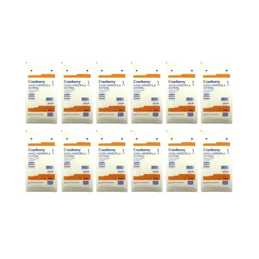 [846321] GASA HIDROFILA ESTERIL 90X90CM X12 SOBRES CRANBERRY