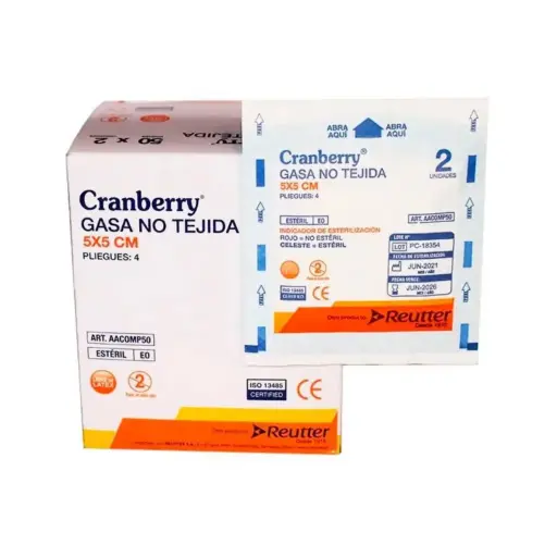 [301056] GASA NO TEJIDA ESTERIL 5X5CM X50 SOBRES CRANBERRY