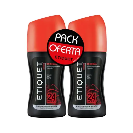 [200662] PACK DESODORANTE ETIQUET MEN ROLL-ON ORIGINAL 60G X2U