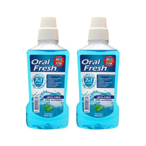 [200720] PACK ORAL FRESH MENTA FUERTE CON ALCOHOL 500ML X2U