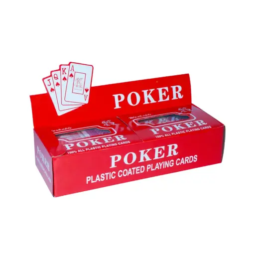 [216527] NAIPE INGLES CAJA PLASTICO ROJO DISPLAY X6U