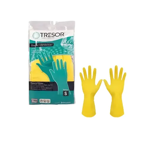 [970340] GUANTE DOMESTICO AMARILLO TALLA S X12 PARES